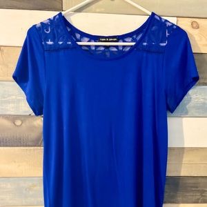 Cable & Gauge small short sleeve royal blue top